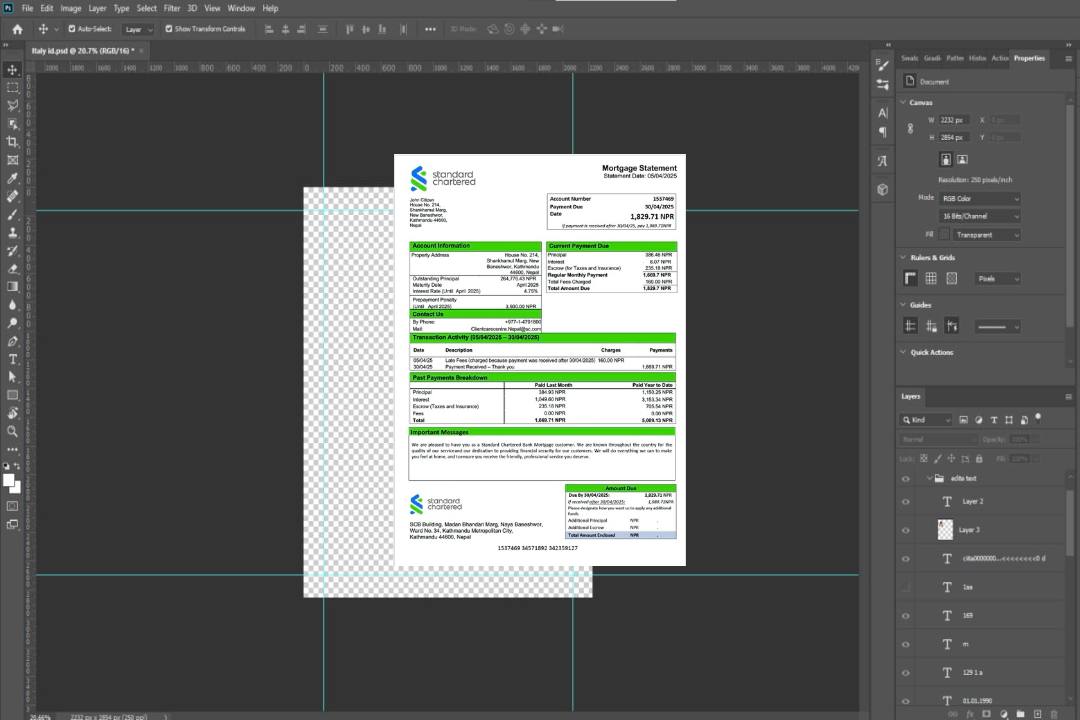 Modèle Word et PDF de relevé hypothécaire de la Nepal Standard Chartered Bank template Modèle Word et PDF de relevé hypothécaire de la Nepal Standard Chartered Bank template